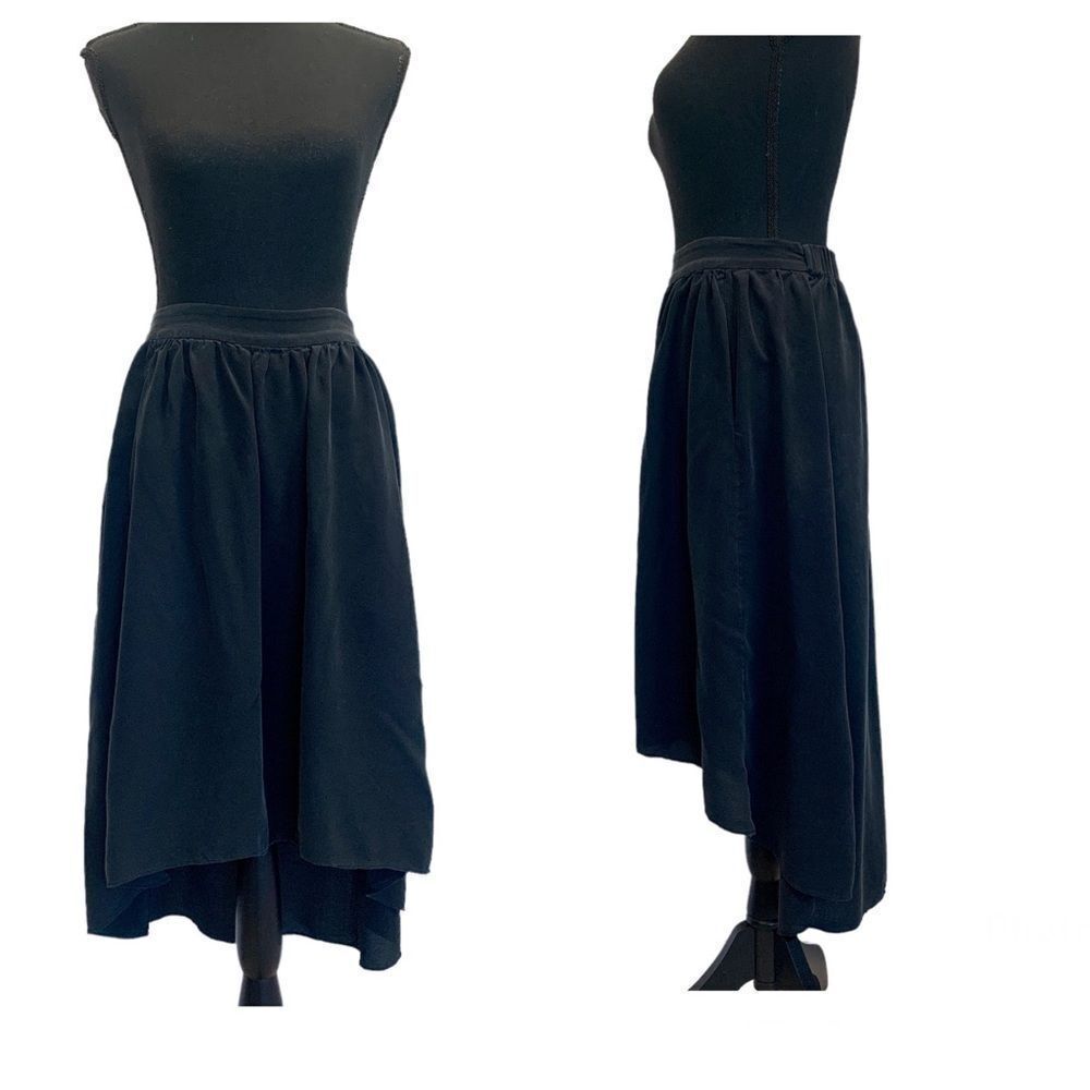 Aritzia Wilfred black silk asymmetrical skirt Sz XS